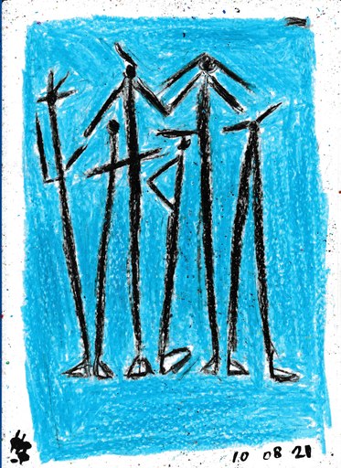 Harry BARTLETT FENNEY - Drawing-Watercolor - a group of pylon people (10 08 21)