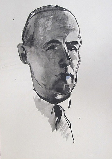 Paul MECHLEN - Drawing-Watercolor - Selbstporträt.