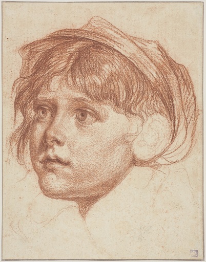 Jean-Baptiste GREUZE - Zeichnung Aquarell - Jeune garçon coiffé d'un bonnet