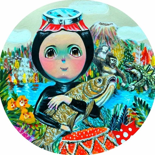 Seung-Hun SHIN - Gemälde - Fantasy Jejuisland- Island Girl Story Chun-ja Healing Garden