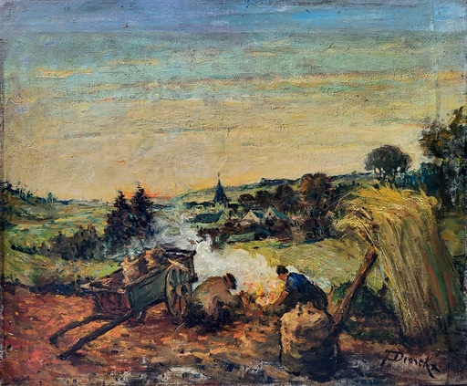 Pierre Jacques DIERCKX - Painting - Scène paysanne en Belgique