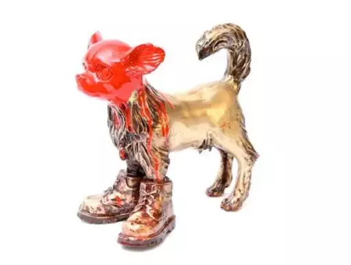 William SWEETLOVE - Skulptur Volumen - Cloned bronze Chihuahua with red head