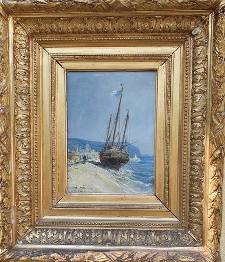Jules Achille NOËL - Painting - bateau amarré