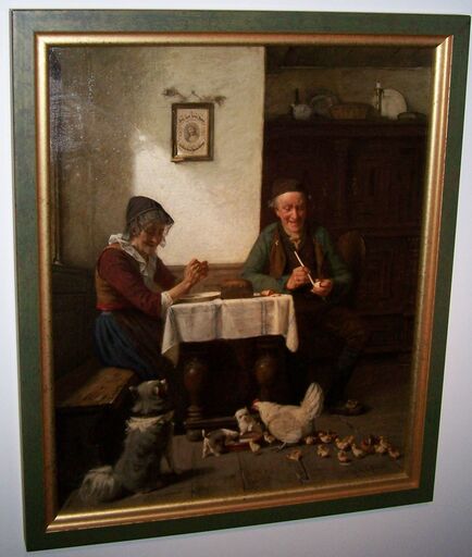 Hermann PLATHNER - Painting - old farmers at table 