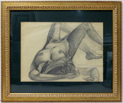 Jose María MENACHO - Zeichnung Aquarell - Desnudo