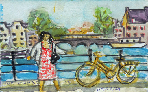 Jean-Pierre CHEVASSUS-AGNES - Drawing-Watercolor - promenade à AMSTERDAM