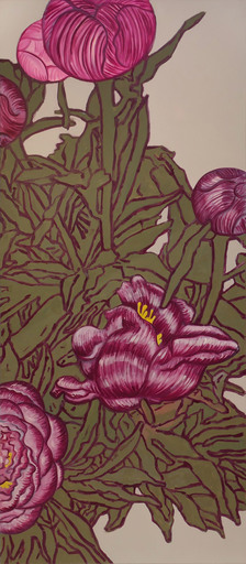 Hubert SCHMALIX - Pintura - Flowers, „Peonies,Tall“
