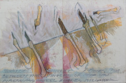 Dennis OPPENHEIM - Peinture - STUDY FOR THOUGHT BONES FROM BETWEEN THE FINGER OF FEAR