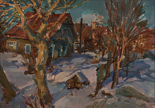 Victor ROZIN - Painting - Winter village