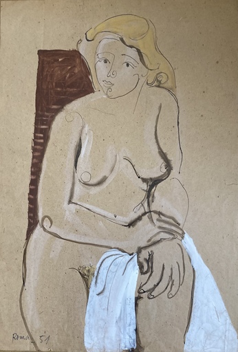 Javier CLAVO - Dibujo Acuarela - “ Desnudo en Roma”