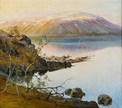 Olof Walfrid NILSSON - Pintura - 'Tidig  Junimorgen vid baeken' 