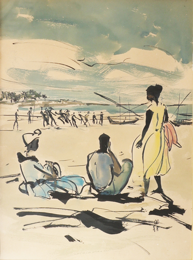 Jean GUILLAUME - Drawing-Watercolor - playa cabo frio