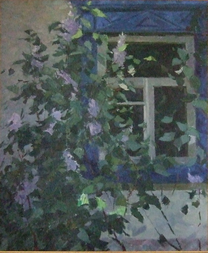 Victor SEVASTIANOV - Peinture - Buisson de lilas devant l'Isba