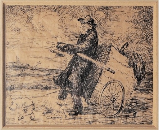 Ludovic Rodo PISSARRO - Disegno Acquarello - c. 1898 Tribute to Camille Pissarro shown as a pe