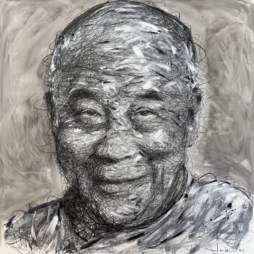 Hom NGUYEN - Peinture - Dalai Lama