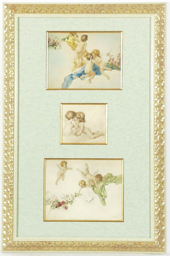 Virgilio TOJETTI - 水彩作品 - "Ceiling Designs", Three Watercolours 