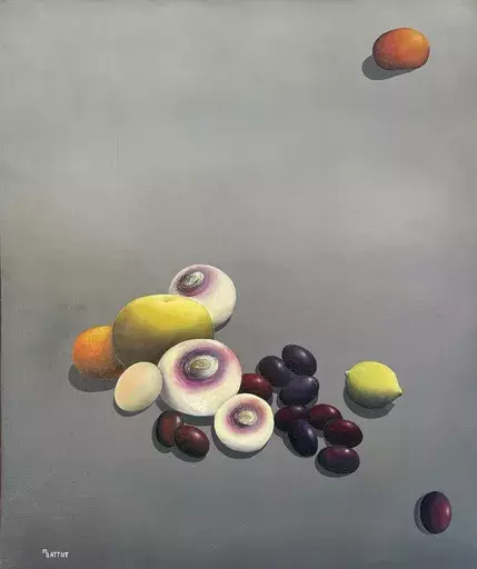 Michèle BATTUT - Painting - Nature morte aux fruits et légumes 