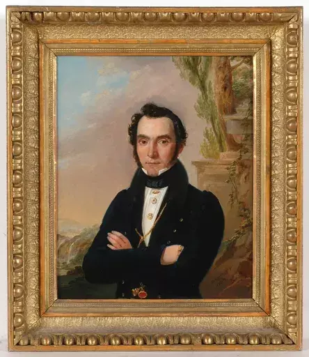 Heinrich STEGMEYER - Pintura - "Portrait of a Young Gentleman", Oil on Panel