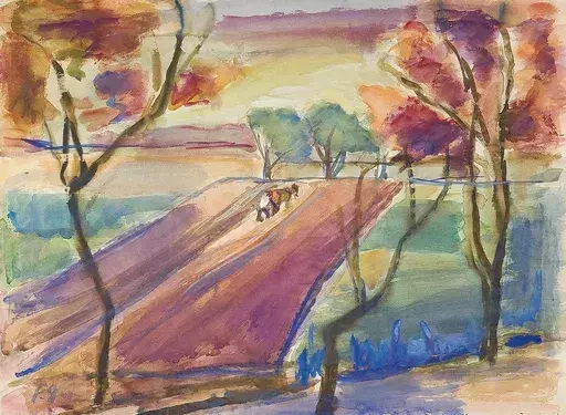 Marianne FIEGLHUBER-GUTSCHER - Drawing-Watercolor - Horse Plough