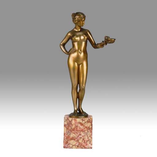 Reinhard SCHNAUDER - Skulptur Volumen - Art Nouveau Bronze Sculpture Entitled "Cleopatra and Asp" by