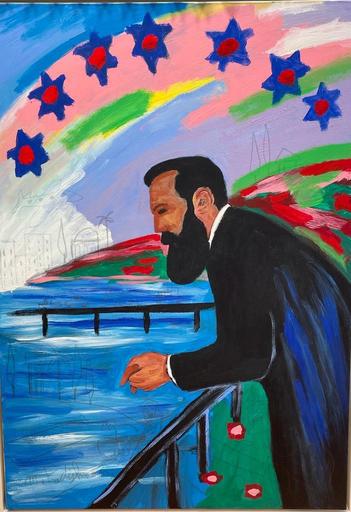 Menashe KADISHMAN - Painting - Herzl's vision