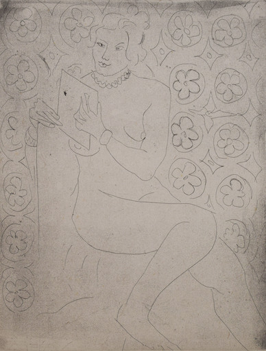 亨利·马蒂斯 - 版画 -  Figure Reading, in front of Moucharaby