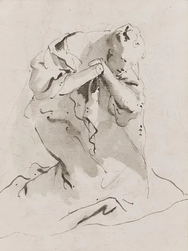 Lorenzo TIEPOLO - Dessin-Aquarelle - Personnage à genoux