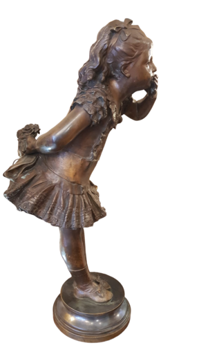Adrien Etienne GAUDEZ - 雕塑 - Statuette en bronze petite fille 