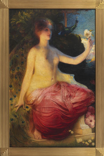 Jules Pierre VAN BIESBROECK - Gemälde - La donna del pavone