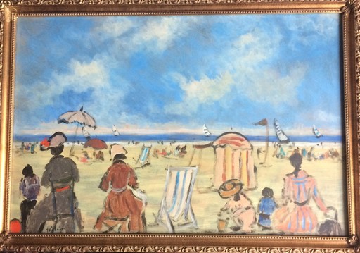 Henry SAINT-CLAIR - Gemälde - scène de plage animée