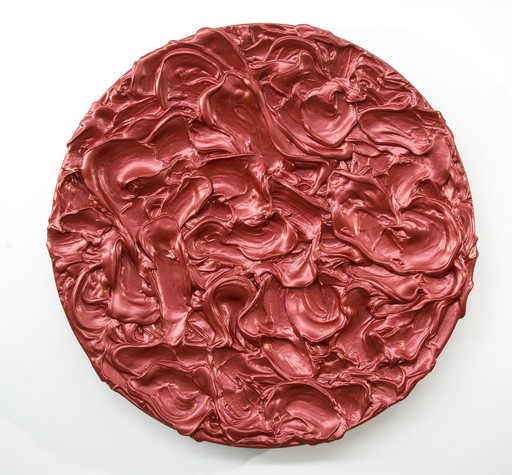 Shayne DARK - Painting - Storm Surge Tondo Red