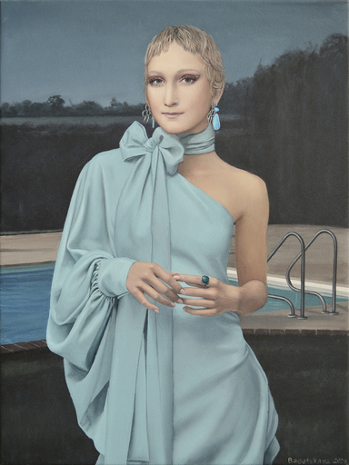 Nataliya BAGATSKAYA - Gemälde - Contemporary portrait "Poolside Party"