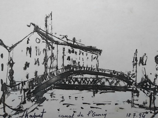 Jean-Pierre CHAPUT - Drawing-Watercolor - CANAL DE L'OURCQ