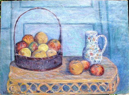 Blanche HOSCHÉDÉ-MONET - Peinture - Corbeille de fruits et pichet, Blanche Hoschede Monet  