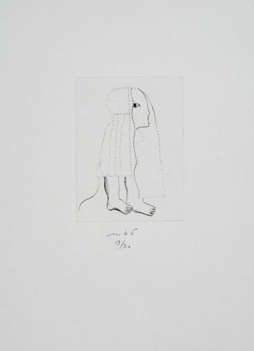 Horst ANTES - Print-Multiple - Stehende weibliche Figur mit Schleier
