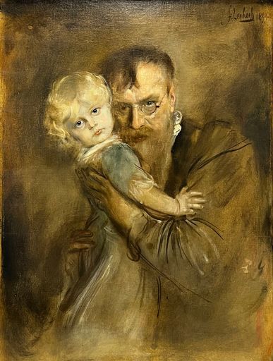 Franz Seraph VON LENBACH - Painting - Franz von Lenbach mit seiner Tochter Marion