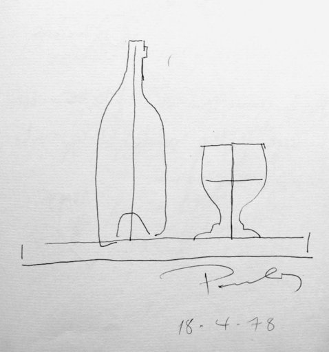 Pavlos DIONYSSOPOULOS - Drawing-Watercolor - Bouteille et verre