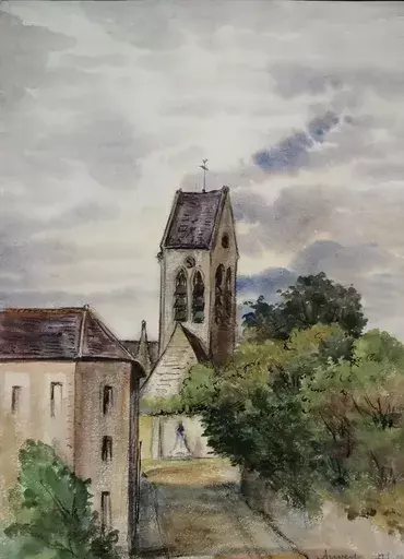 Alfred KELLER - Drawing-Watercolor - Auvers sur Oise - (KP35) -