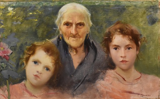 Fausto ZONARO - Pittura - Nonna con nipoti