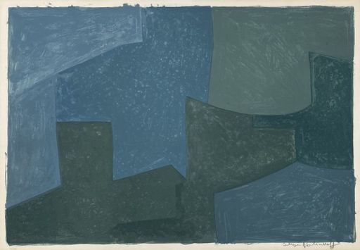 Serge POLIAKOFF - Estampe-Multiple - Composition bleue et verte L52 