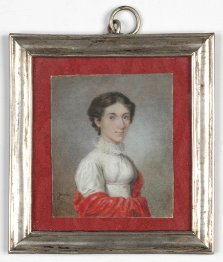 Jean Marie Joseph INGRES - Dessin-Aquarelle - "Portrait of a Lady" rare miniature, 1810s 