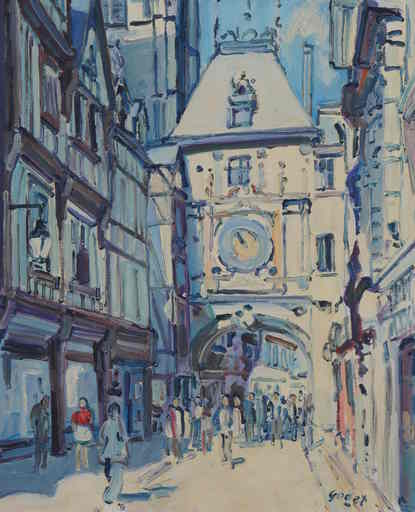 Pierre GODET - Gemälde - Le Gros Horloge de Rouen