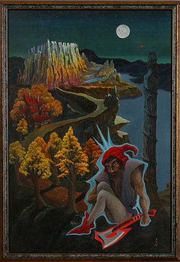 Igor LAZAR - Painting - Moon and gnome