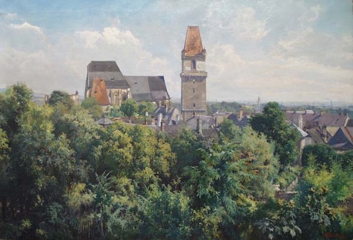 Carl Raimund LORENZ - Painting - "View of Perchtoldsdorf near Vienna", ca 1900 