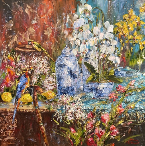 Diana MALIVANI - Painting - Still Life with Chinese Porcelain