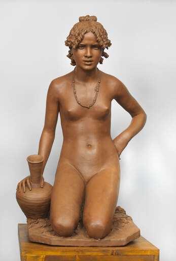 Augusto FELICI - Escultura - Ragazza indiana inginocchiata con anfora