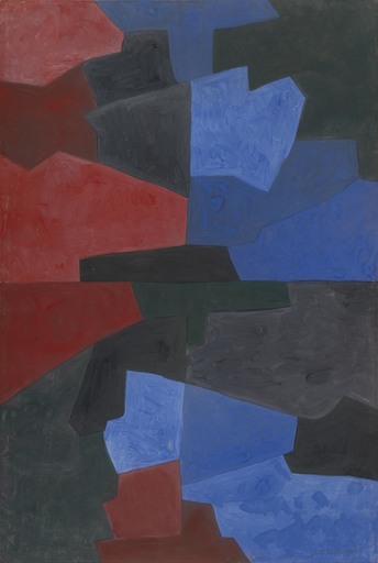 Serge POLIAKOFF - Drawing-Watercolor - Rouge bleues gris (diptyque)