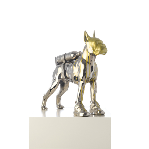 William SWEETLOVE - Sculpture-Volume - Cloned Bulldog with petbottle & shoes (yellow head)