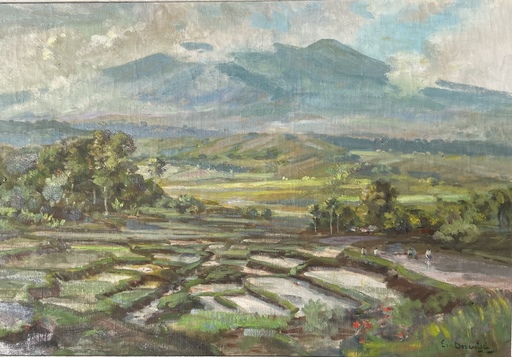 Ernest DEZENTJÉ - Peinture - Indonésie Mont Megamendung near Bandung