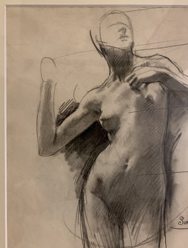 Gustave SURAND - Dibujo Acuarela - Etude de jeune femme